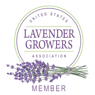 The Lavender Growers Member badge. Reads "United States, Lavender Growers Association, Member"