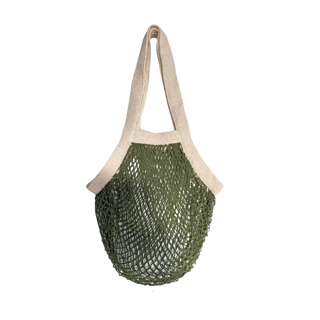 French Market Net Tote Bag with a dark green colored base.