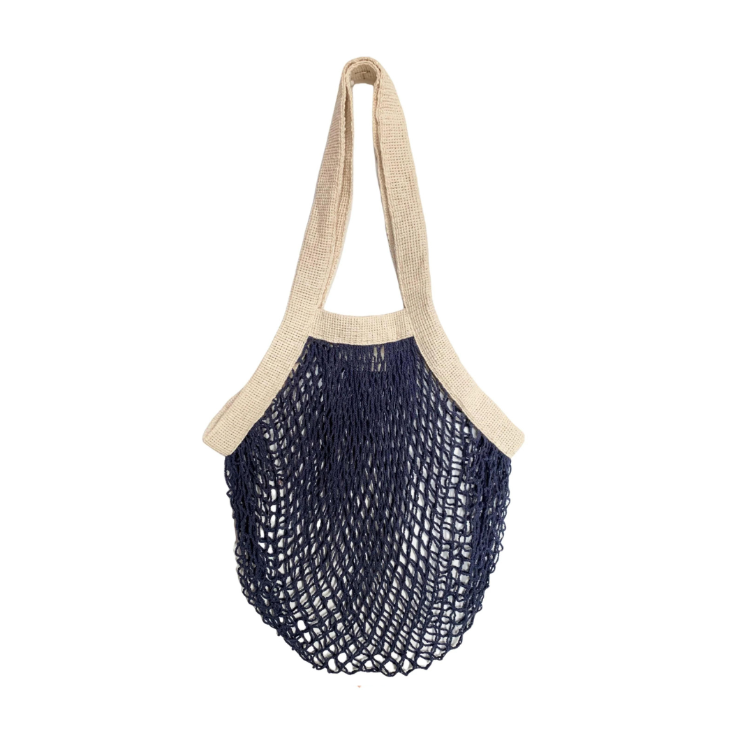 French Market Net Tote Bag with a navy-colored base.